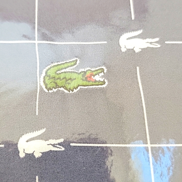 Lacoste Slice Alligator Deep Indigo Cotton 4 pc QUEEN Sheet Set - Picture 3 of 4